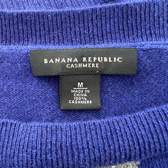 Banana Republic Cashmere Argyle Sweater — Blue/Gray — Women’s M - Picture 3 of 8